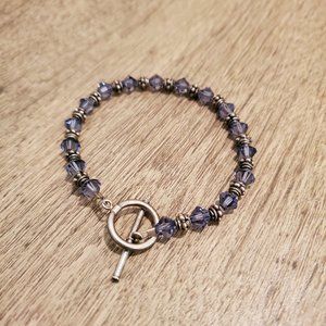 Amethyst and silver beaded bracelet